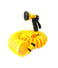 Tubo A Spirale 15m Flessibile Acqua Irrigazione Giardino Con Pistola A 8 Getti         