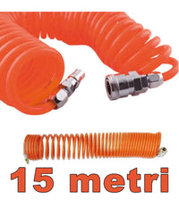 Tubo Aria Compressa Flessibile Per Compressore 15 Metri Raccordo Spirale         