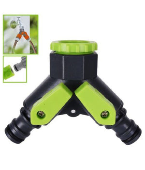Tubo Connettore A Y Con Rubinetto 2 Vie Rapido Universale Plastica Giardino 94752         