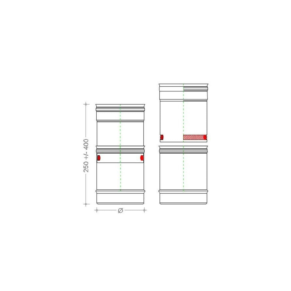Tubo da 130mm in acciaio inox telescopico aisi 304 spessore 6/10