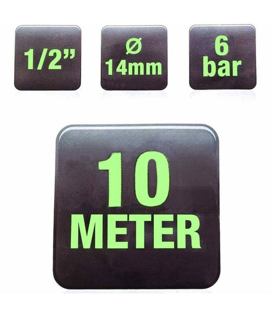 Tubo Da Giardino In Pvc 1/2 14mm 10mt Pompa Acqua Irrigazione Terrazzo Verde         