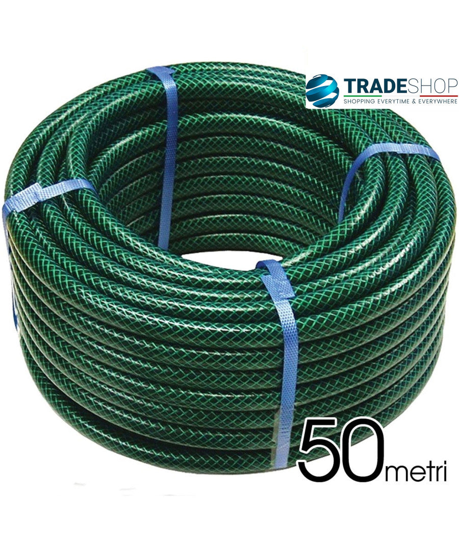 Tubo Da Giardino Rinforzato 50 Mt Verde Classico 3 Strati Bobina Irrigazione         
