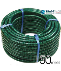 Tubo Da Giardino Rinforzato 50 Mt Verde Classico 3 Strati Bobina Irrigazione         