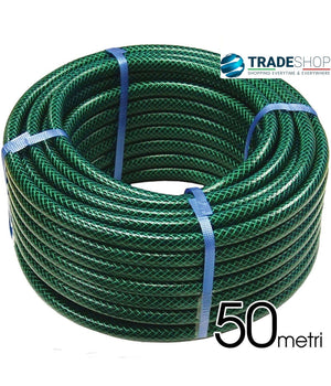 Tubo Da Giardino Rinforzato 50 Mt Verde Classico 3 Strati Bobina Irrigazione         