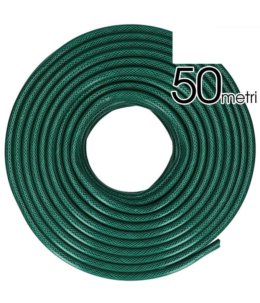 Tubo Da Giardino Rinforzato 50 Mt Verde Classico 3 Strati Bobina Irrigazione         