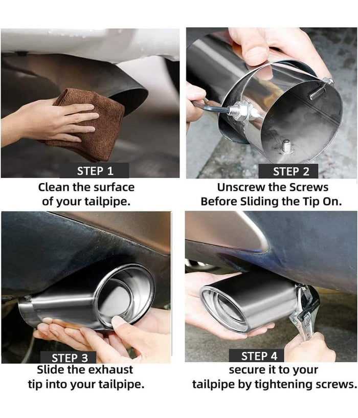 Tubo Di Scarico Per Auto Terminale Uscita Tubi Di Scappamento Marmitta Cromata         