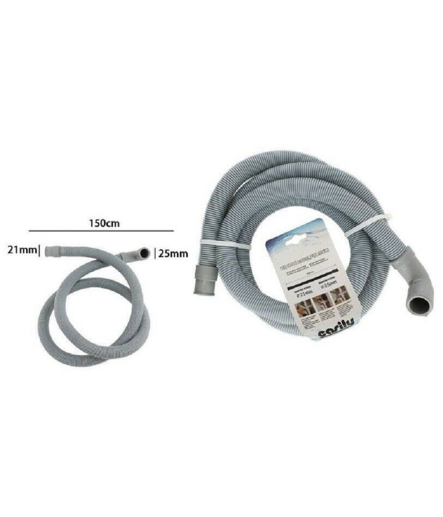 Tubo Di Scarico Universale Per Lavatrice Lavastoviglie Da 150cm Corrugato Grigio         