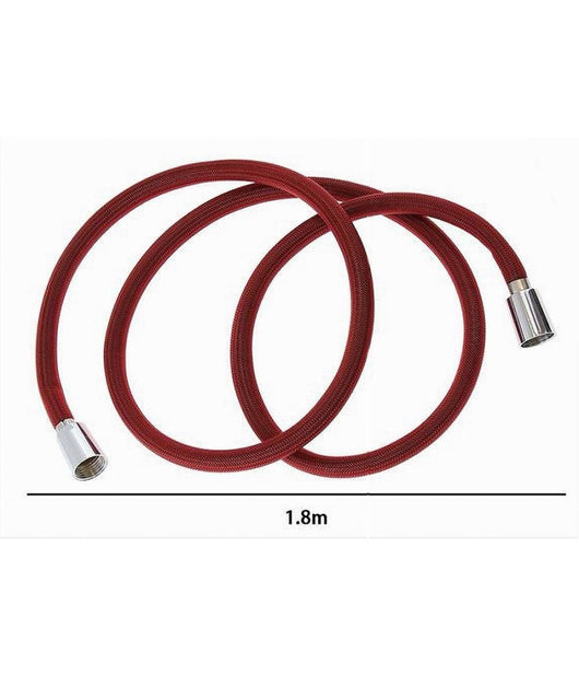 Tubo Doccia Flessibile 1.8 Metri Rosso 180cm Laccio Bagno Per Doccetta Box 87282         