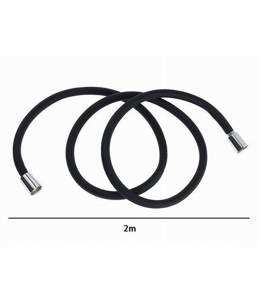 Tubo Doccia Flessibile 2 Metri Nero Opaco 200 Cm Bagno Laccio Doccetta Box 87289         