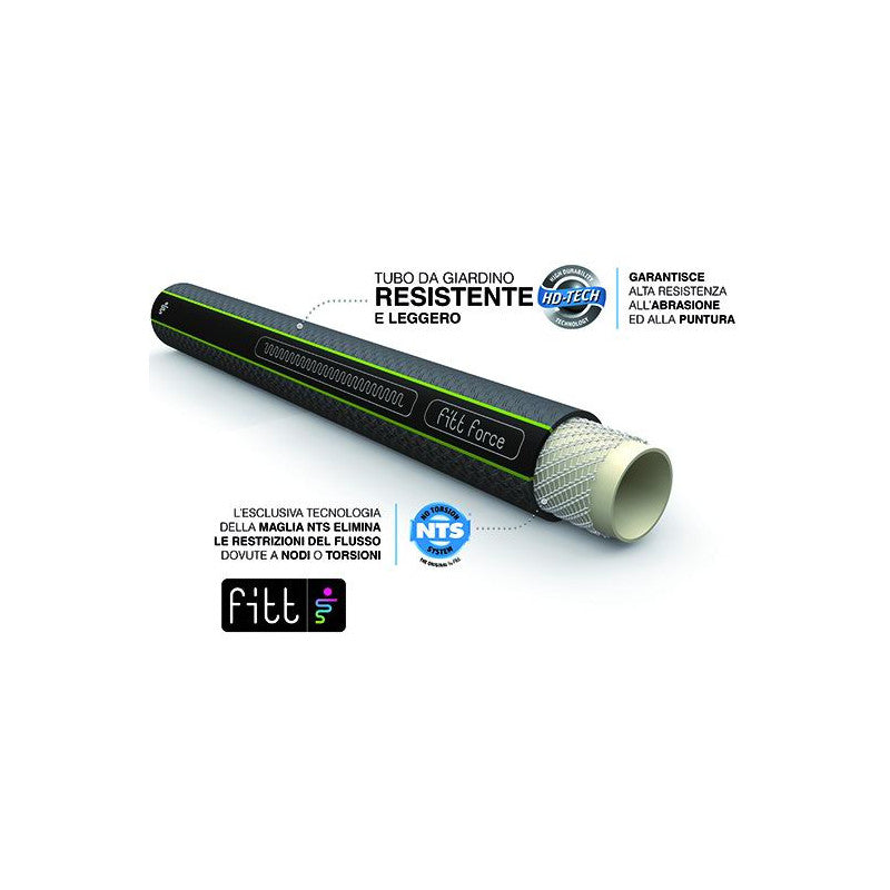 Tubo fitt force grey/lime nts, lancia + 2 raccordi, 25 m 5/8"