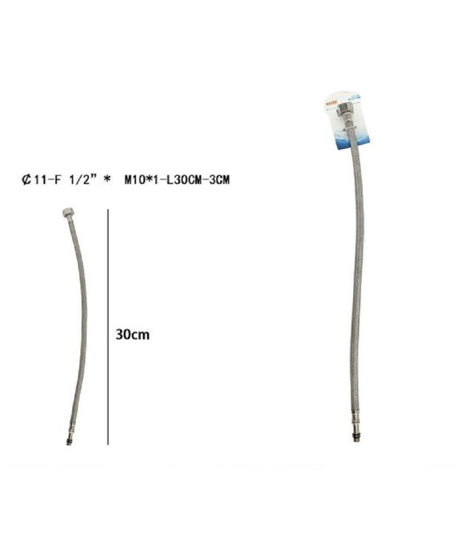Tubo Flessibile Flessibili Rubinetto Miscelatore Acqua 30 Cm F 1/2 X M10/1 69389         