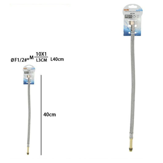 Trade Shop - Tubo Flessibile Flessibili Rubinetto Miscelatore Acqua 40 Cm F1/2 X M10/1 79911 -