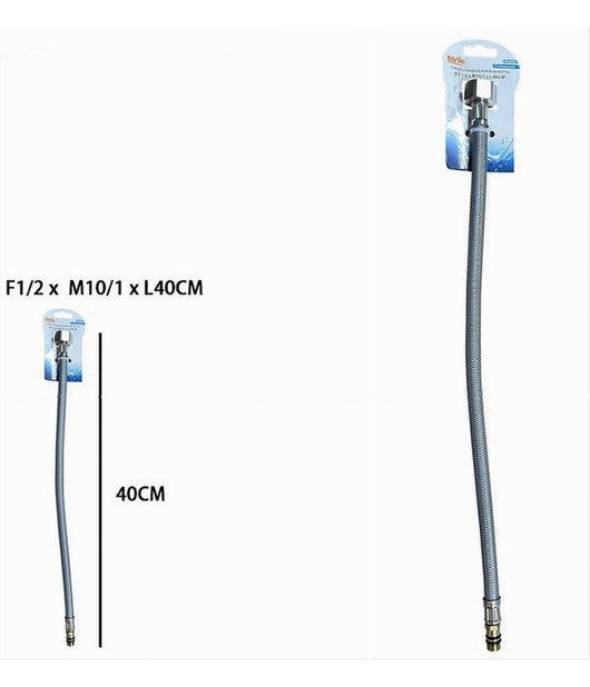 Tubo Flessibile Flessibili Rubinetto Miscelatore Acqua 40 Cm F1/2 X M10/1 87369         
