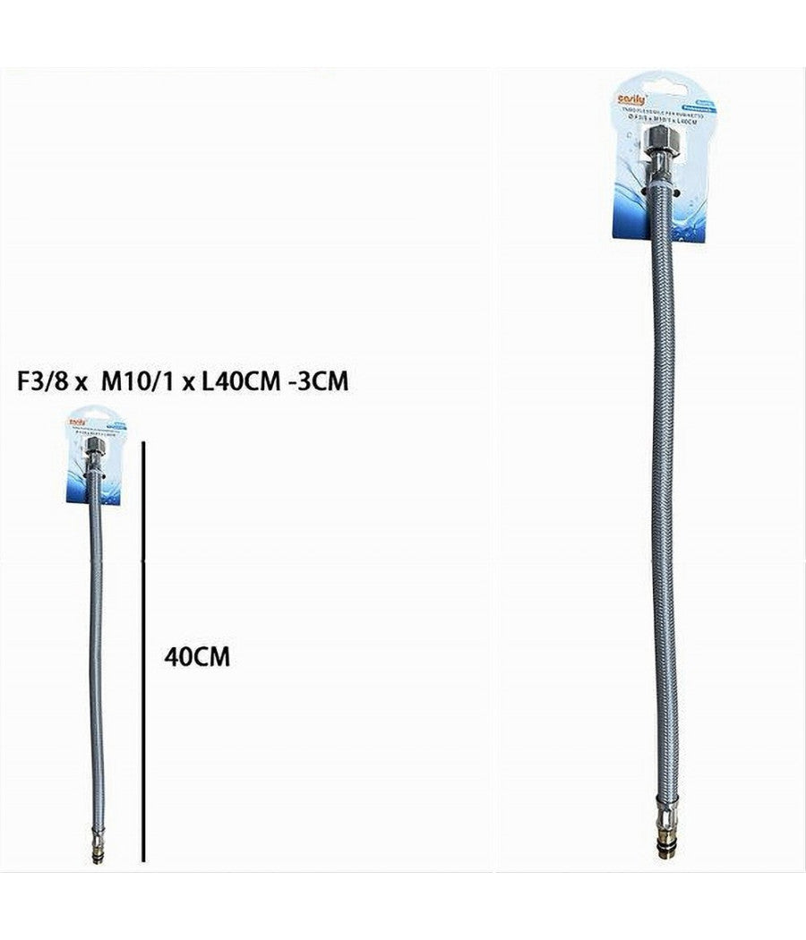 Tubo Flessibile Flessibili Rubinetto Miscelatore Acqua 40 Cm F3/8 X M10/1 87371         