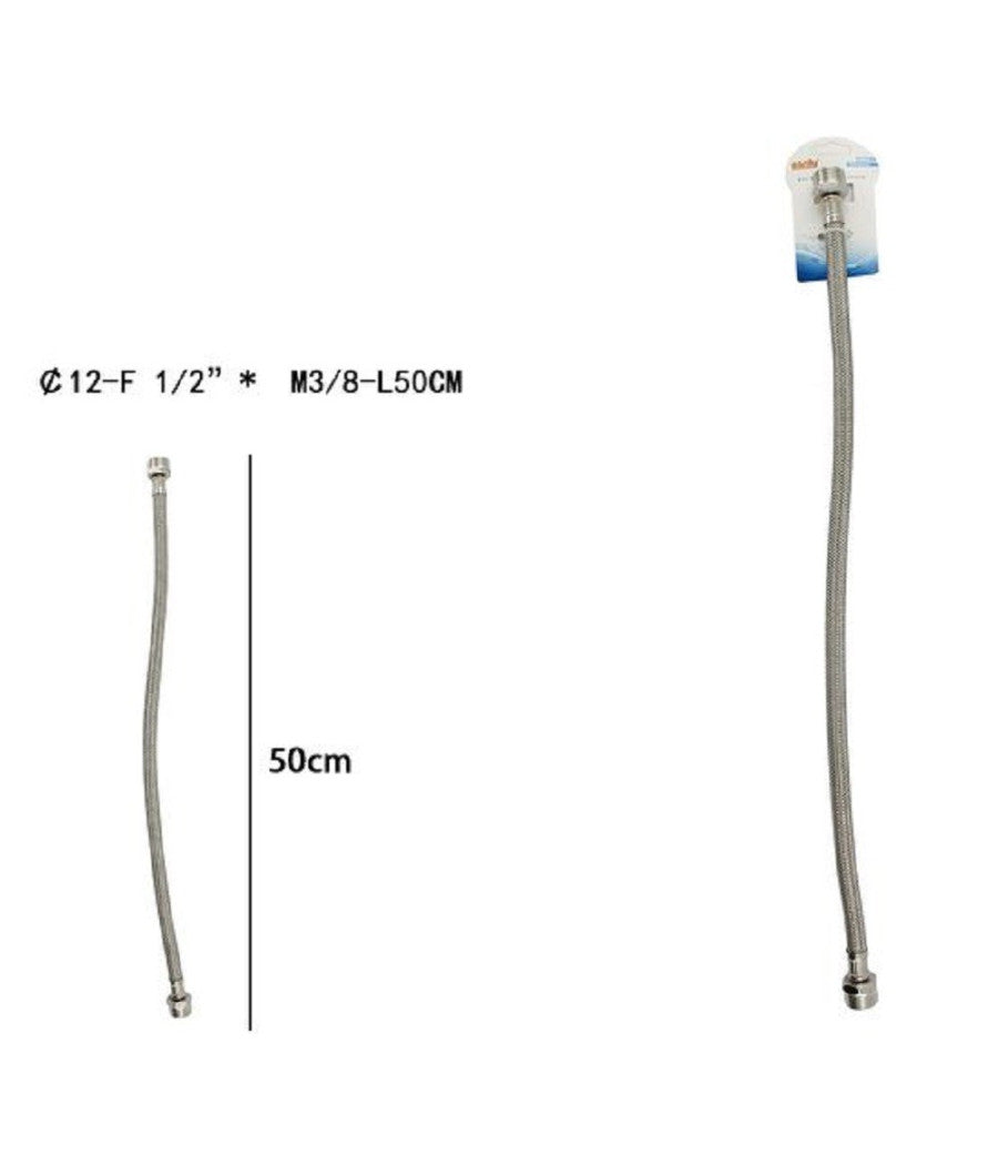 Tubo Flessibile Flessibili Rubinetto Miscelatore Acqua 50 Cm F 1/2 X M3/8 69400         