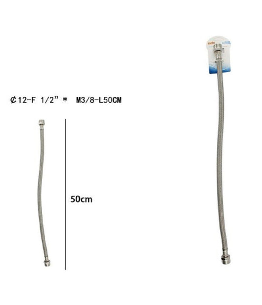 Tubo Flessibile Flessibili Rubinetto Miscelatore Acqua 50 Cm F 1/2 X M3/8 69400         