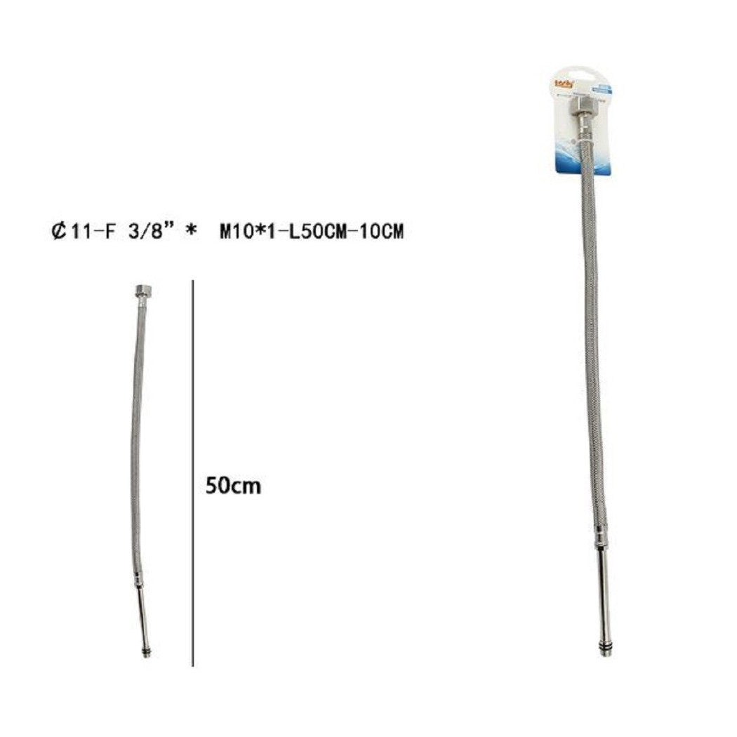 Trade Shop - Tubo Flessibile Flessibili Rubinetto Miscelatore Acqua 50 Cm F 3/8 X M10/1 69397 -