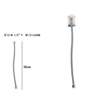 Tubo Flessibile Flessibili Rubinetto Miscelatore Acqua 50 Cm M 1/2 X M1/2 69399         