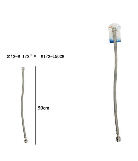 Tubo Flessibile Flessibili Rubinetto Miscelatore Acqua 50 Cm M 1/2 X M1/2 69399         