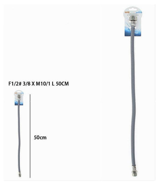 Tubo Flessibile Flessibili Rubinetto Miscelatore Acqua 50cm F1/2 3/8 X M10/1 87381         