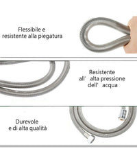 Tubo Flessibile Soffione Doccino Per Doccia Vasca Bagno 2.5mt In Acciaio Cromato         