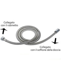 Tubo Flessibile Soffione Doccino Per Doccia Vasca Bagno 2.5mt In Acciaio Cromato         