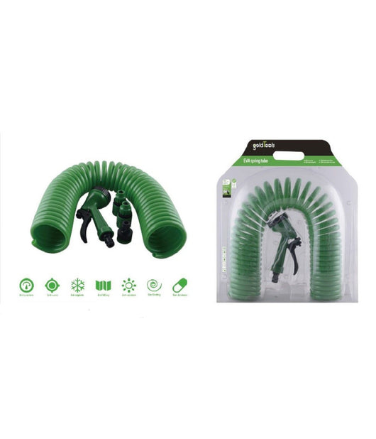 Tubo Flessibile Spirale Molla 10 Mt Con Pistola Innaffiare Giardino Pompa 57518         