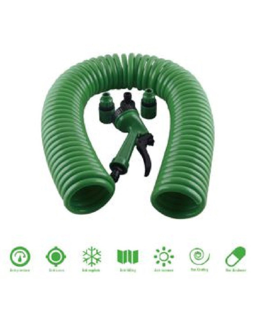 Tubo Flessibile Spirale Molla 15mt Con Pistola Innaffiare Giardino Pompa 57519         