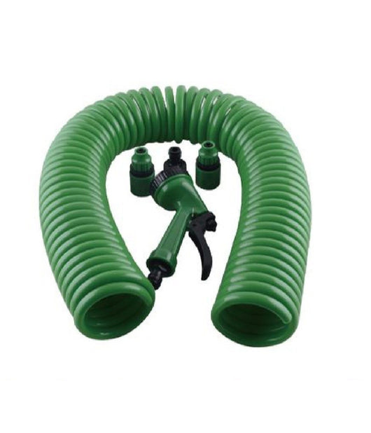 Tubo Flessibile Spirale Molla 7.5mt Con Pistola Innaffiare Giardino Pompa 57517         
