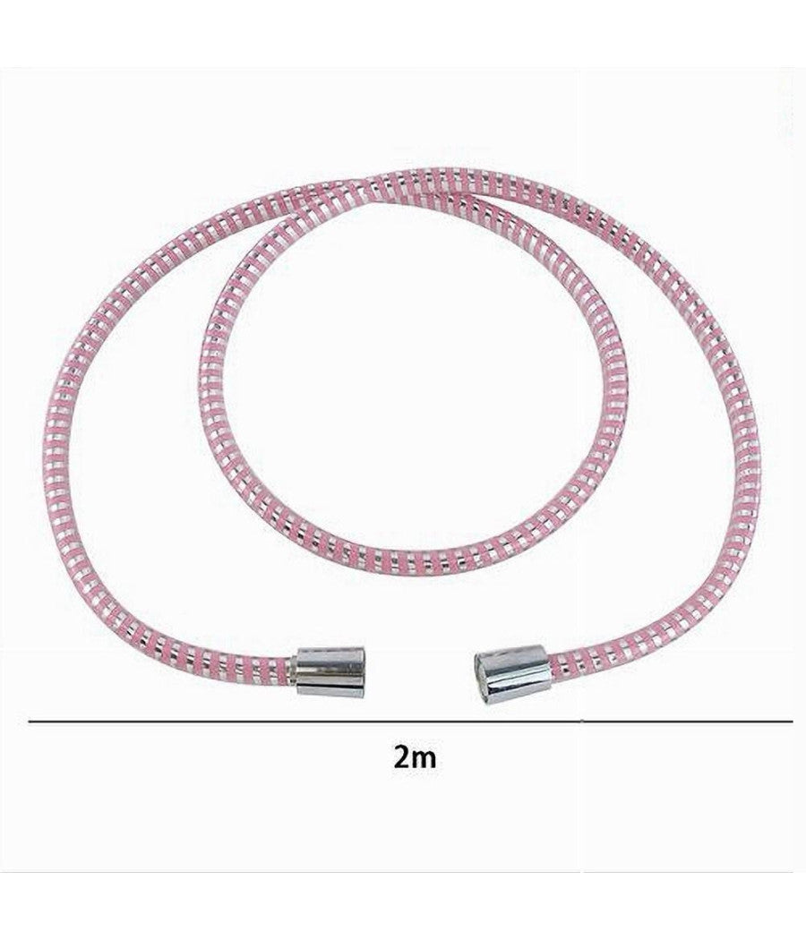 Tubo Laccio Flessibile Doccia 2metri Laccio Pvc Rivestimento Rosa Ricambio 87295         