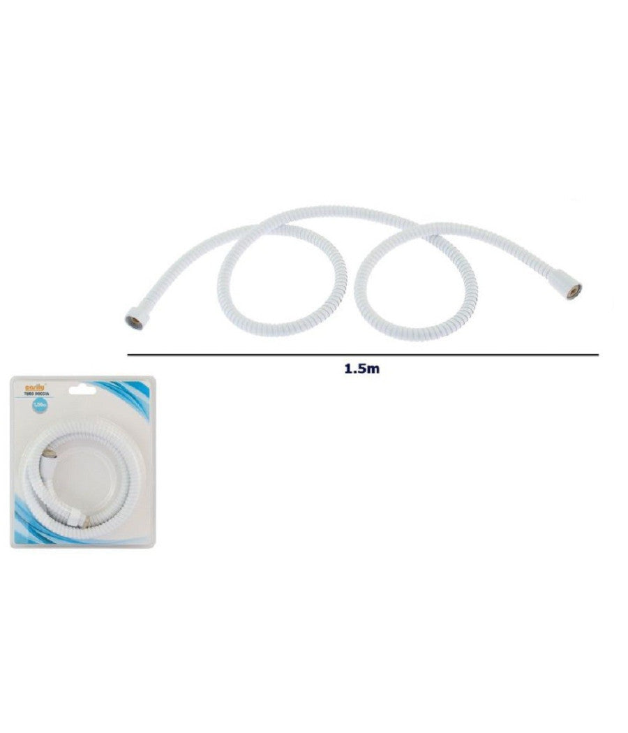 Tubo Laccio Flessibile Doccia Doccetta Vasca Bagno 1.5mt Universale 87137 Bianco         