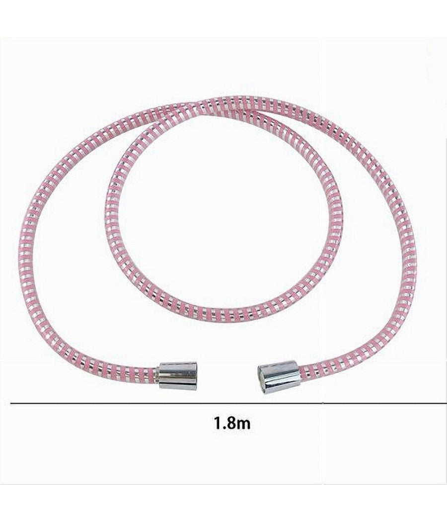 Tubo Laccio Flessibile Doccia Ricambio 1,8 Mt Laccio Pvc Rivestimento Rosa 87294         