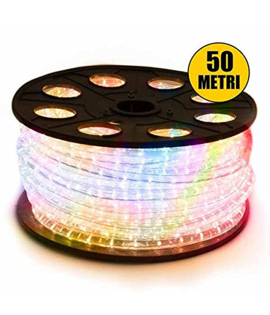 Tubo Luminoso 1200 Led 50 Mt Multicolor Uso Esterno Controller 8 Giochi Luce         