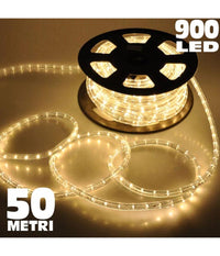 Tubo Luminoso 50 Metri Bianco Caldo Per Uso Esterno Con Controller 8 Giochi Luce         