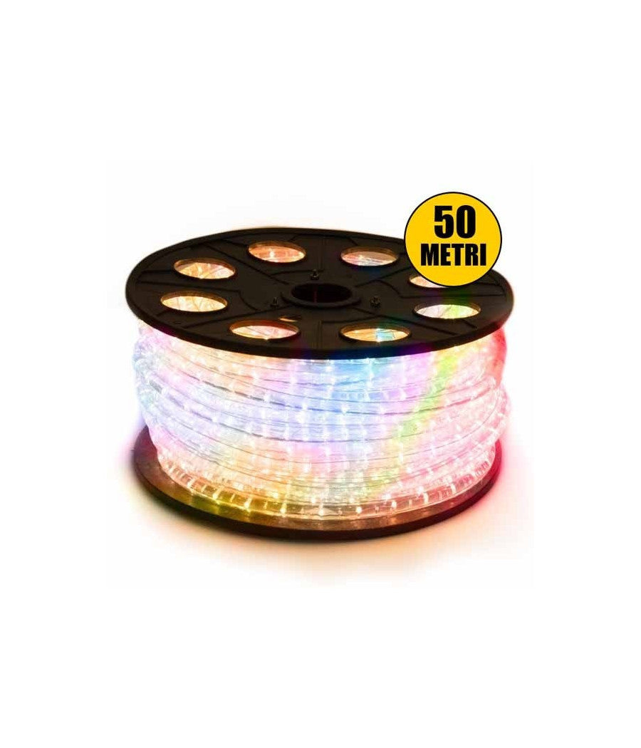 Tubo Luminoso 50 Metri Multicolore Per Uso Esterno Con Controller 8 Giochi Luce         