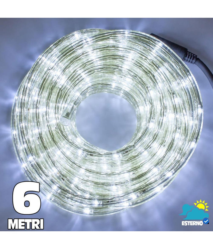 Tubo Luminoso A 108 Led Per Esterno 6 Metri Di Luci Bianco Freddo Con Controller         