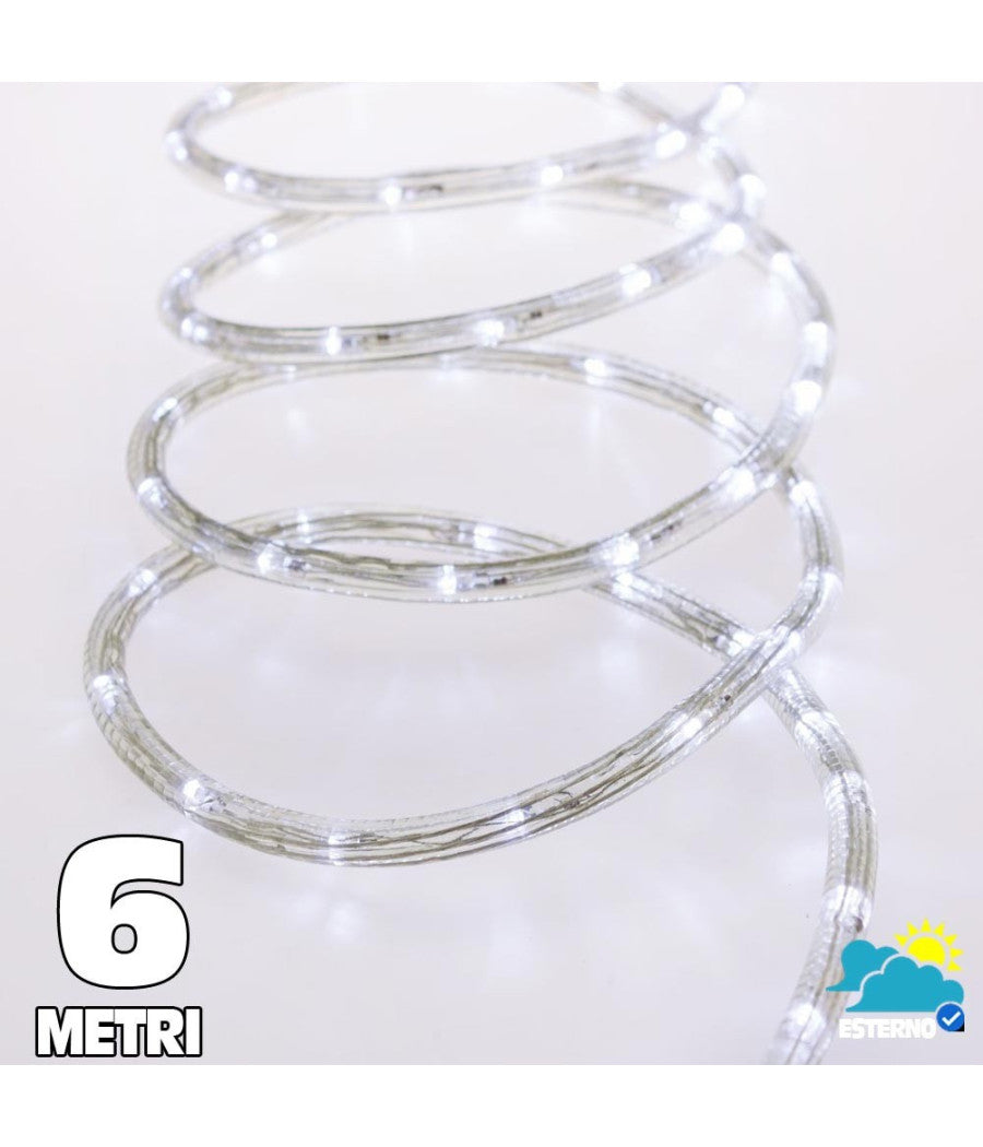 Tubo Luminoso A 108 Led Per Esterno 6 Metri Di Luci Bianco Freddo Con Controller         