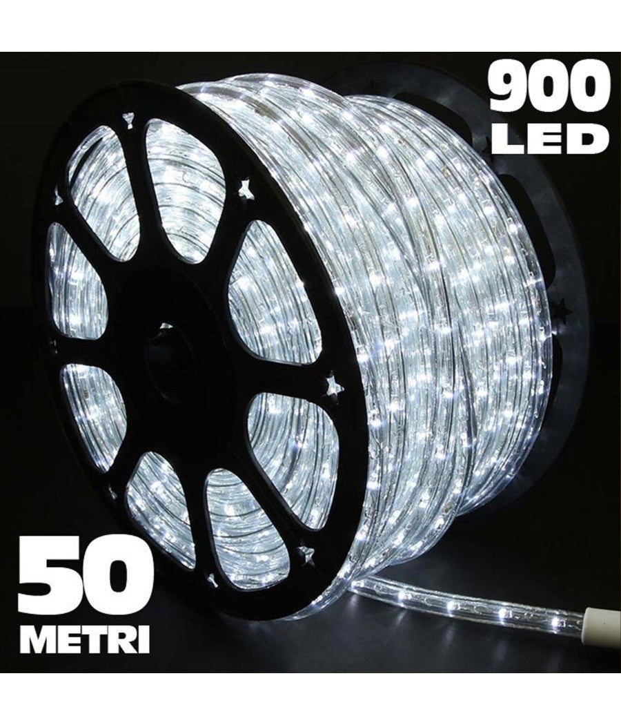 Tubo Luminoso Led 50 Metri Bianco Freddo Per Uso Esterno Controller 8giochi Luce         