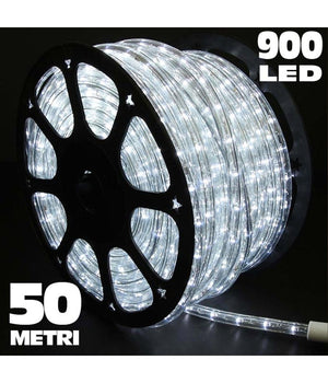 Tubo Luminoso Led 50 Metri Bianco Freddo Per Uso Esterno Controller 8giochi Luce         