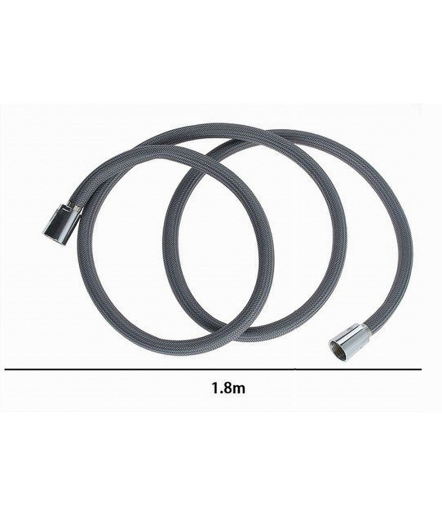 Tubo Per Doccia Flessibile 1.8 Mt Grigio 180 Cm Bagno Laccio Doccetta Box 87285         