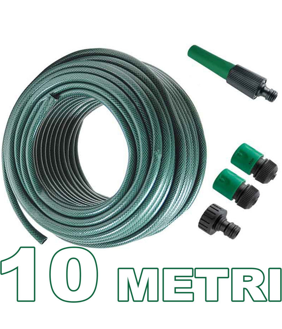 Tubo Per Irrigazione Da Giardino Lungo 10 Metri Con Accessori Da 1/2" Verde         
