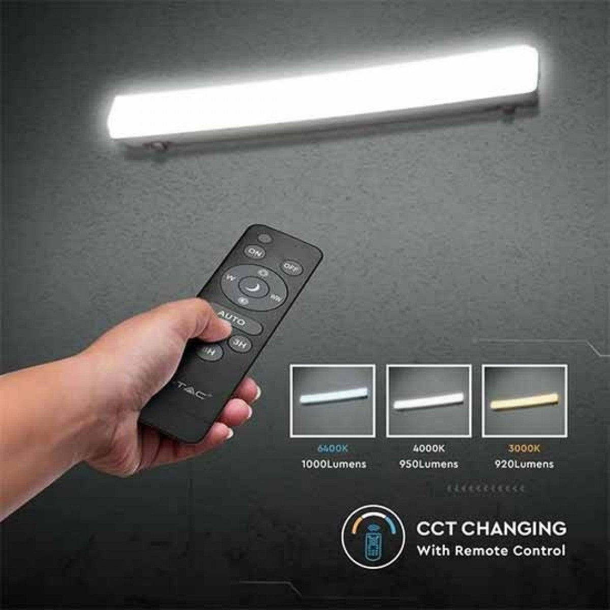 TUBO PLAFONIERA LED 18W CAMBIA COLOR 3IN1 RICARICABILE CON PANNELLO SOLARE E SENSORE DI MOVIMENTO - V-TAC