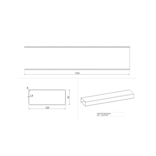 Tubo rettangolare di aspirazione cappa 22x9 cm BV2291200