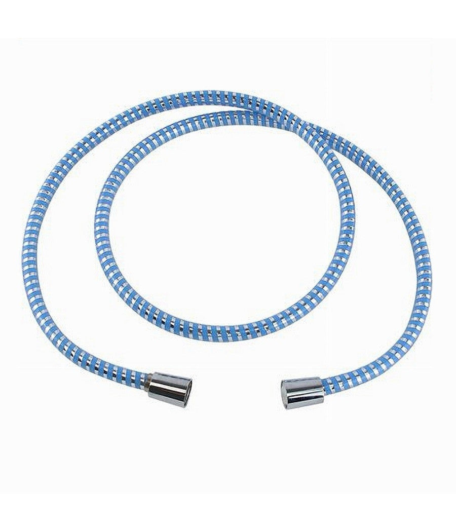 Tubo Ricambio Laccio Flessibile Doccia 1.5 Mt Laccio Pvc Rivestimento Blu 87296         