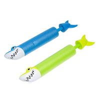 Trade Shop - Tubo Spara Acqua 33x5cm 90ml A Forma Di Squalo Pompa Giocattolo 2 Colori 6722076 -