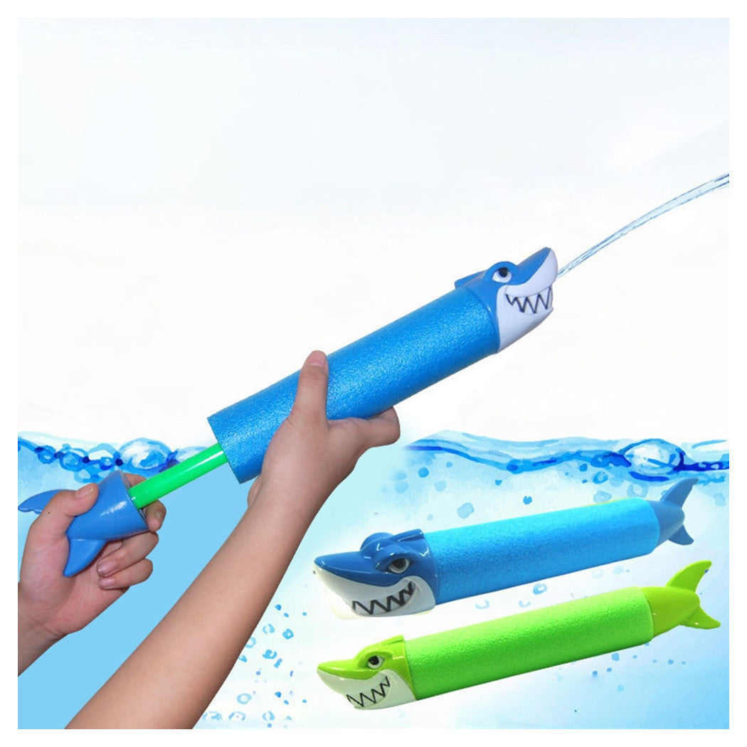 Trade Shop - Tubo Spara Acqua 33x5cm 90ml A Forma Di Squalo Pompa Giocattolo 2 Colori 6722076 -