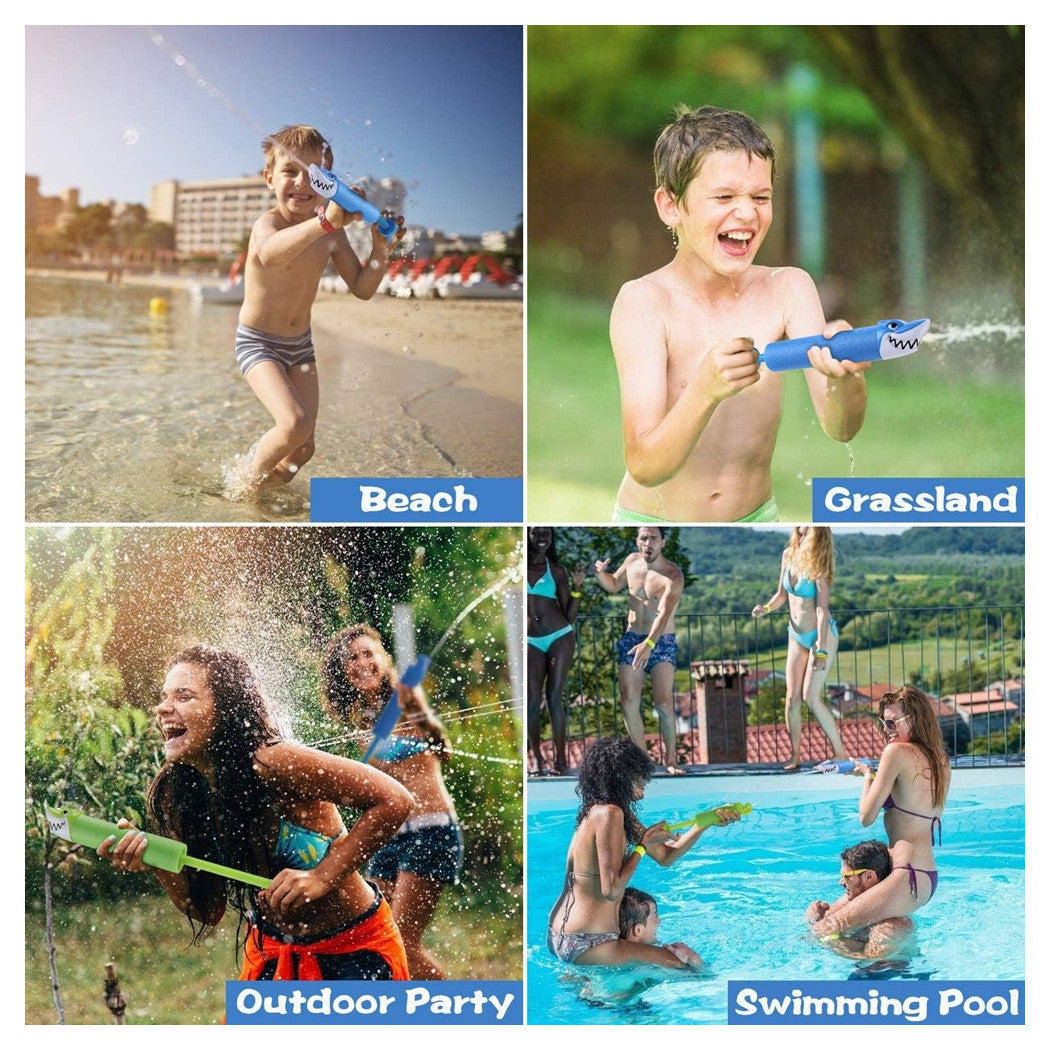 Trade Shop - Tubo Spara Acqua 33x5cm 90ml A Forma Di Squalo Pompa Giocattolo 2 Colori 6722076 -