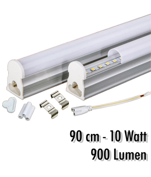Tubo T5 Neon Led 10 W Watt 90 Cm 900 Lmn Per Uso Interno Luce Bianca Plafoniera  -bianco Caldo      -