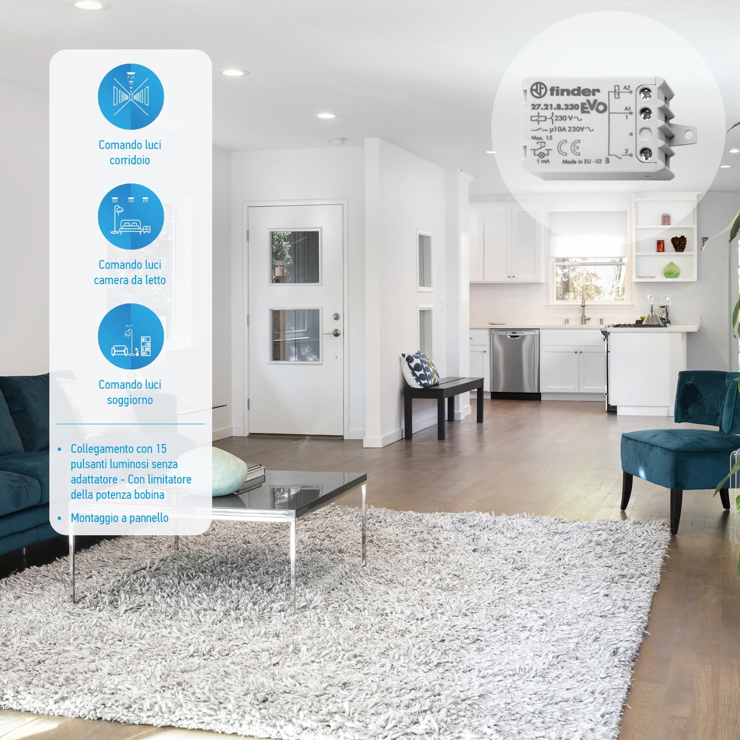 Relè interruttore elettromeccanico impulsi circuito bobina finder