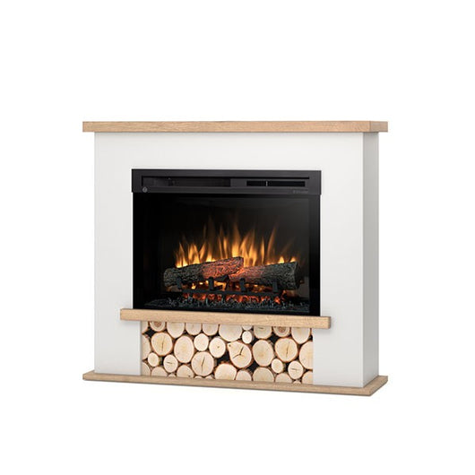 Caminetto Elettrico A Libera Installazione A LED - 26" - Bianco opaco / Rovere chiaro - 100 x 88 x 28 - TULA